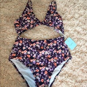 Cupshe One Piece Floral Cut Out Bathing-suit